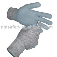 Nmsafety fibra de vidrio y espuma de nylon recubierto guantes de residente de corte de nitrilo